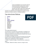 Las Emociones Son Reacciones Psicofisiológicas Que Representan Modos de Adaptación A Ciertos Estímulos Del Individuo Cuando Percibe Un Objeto