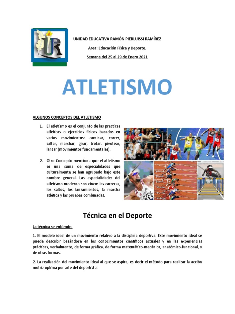 Conceptos y Técnicas del Atletismo | PDF | Corriendo | Deporte del ...