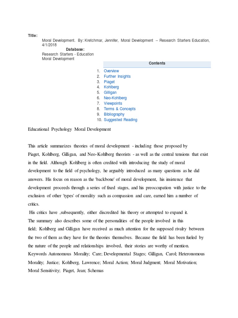 Theories of Moral Development | PDF | Morality | Reason