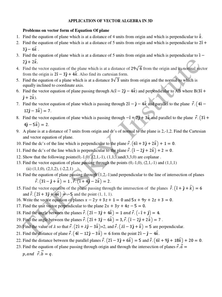 APPLICATION OF VECTOR IN 3D Update | PDF | Plane (Geometry) | Cartesian ...