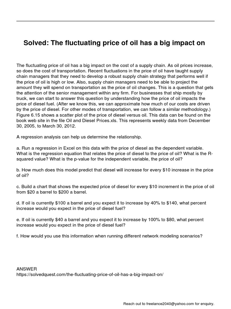 The Fluctuating Price of Oil Has A Big Impact On | PDF | Regression ...