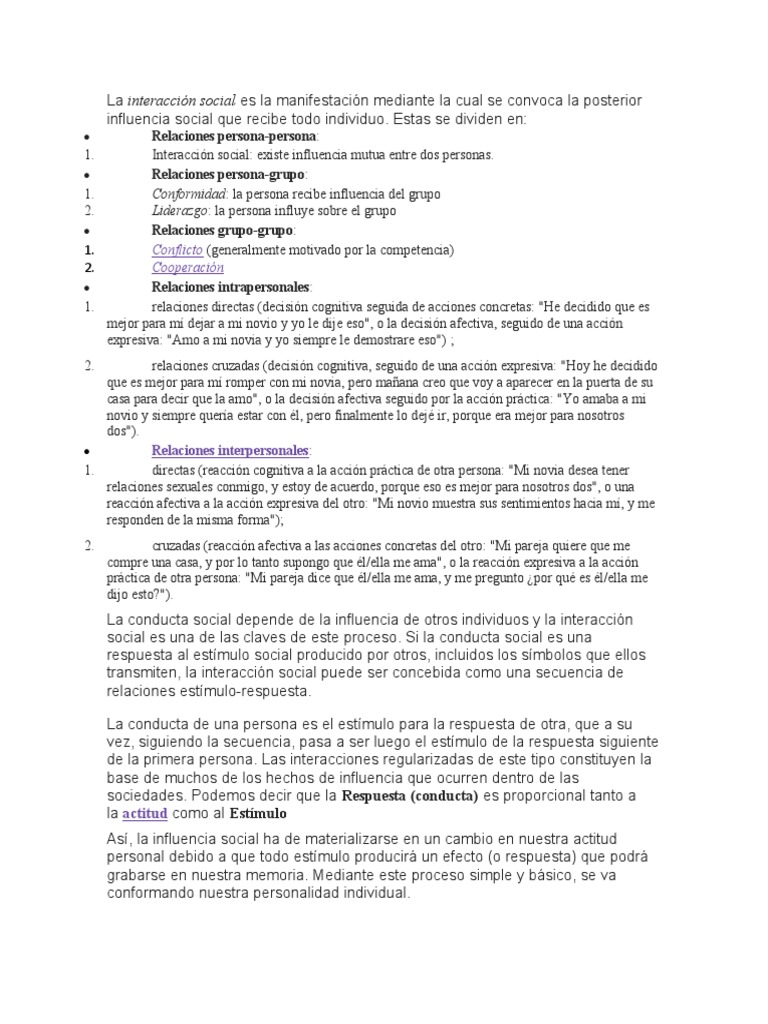 Influencia en la Interacción Social | PDF | Sicología | Psicología Social