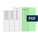 Warehouse Inventory Schedule: Category Product Specification Unit Beginning Quantity