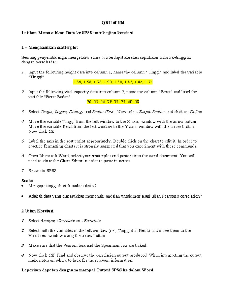 SPSS Data Entry for Correlation Analysis | PDF | Scatter Plot ...