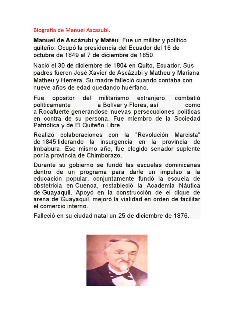 La vida y obra del presidente ecuatoriano Manuel de Ascázubi PDF
