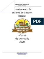 Informe de cierre año 2020 Agroindustrial Montajes GV