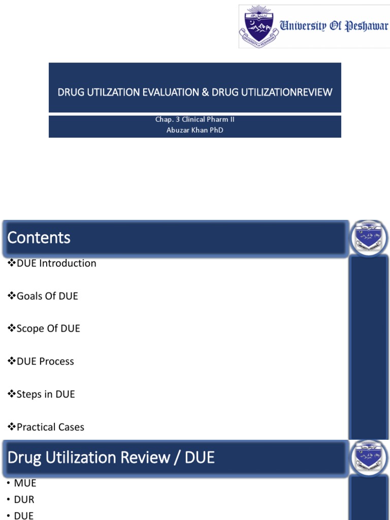 Drug Utilization Evaluation Overview | PDF | Pharmacy | Medicinal Chemistry