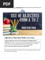 Adjectives That Start With A To Z List