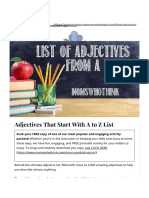 Adjectives That Start With A To Z List