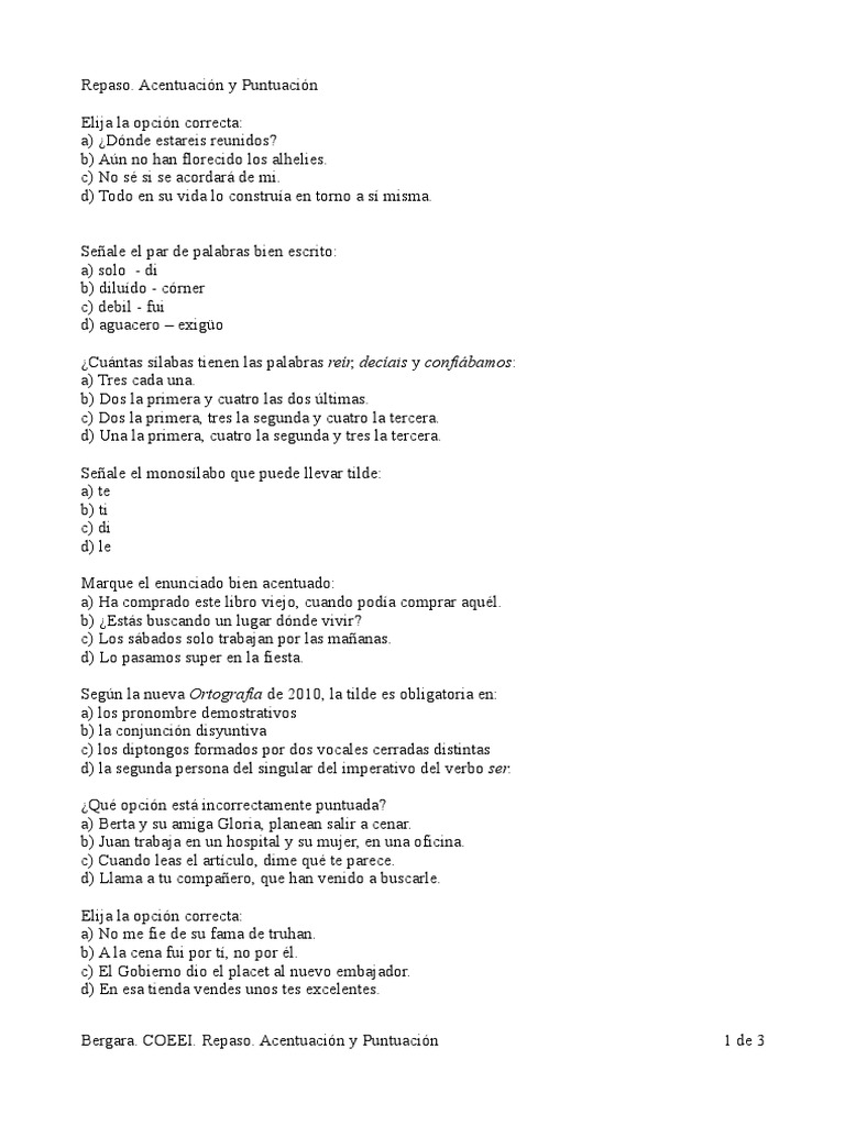 Acentuación y Puntuación: Ejercicios y Reglas | PDF | Palabra | Sílaba