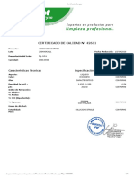 Certificado de Calidad #42611: Caracteristicas Técnicas Especificación Resultado