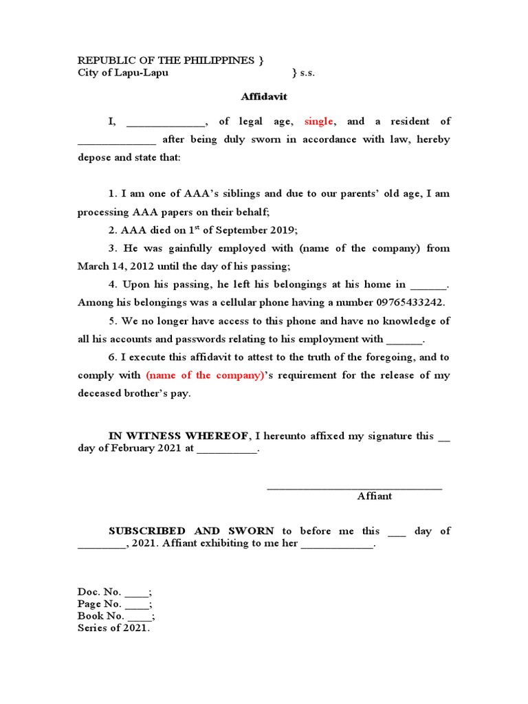 Affidavit Sample | PDF | Law