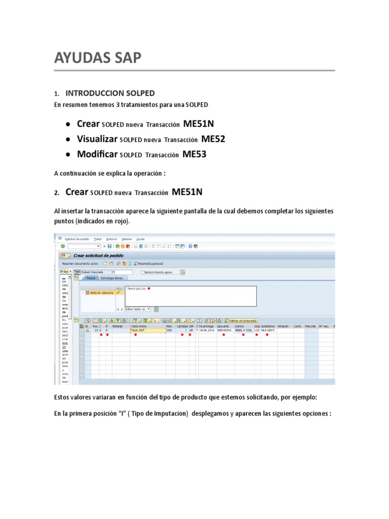 Crear y Modificar Solped en SAP | PDF | Informática | Software