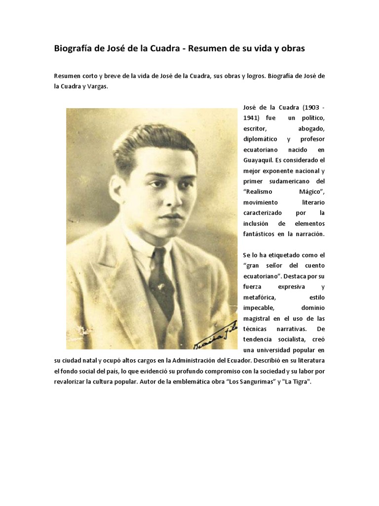 Biografía de José de La Cuadra PDF Poesía