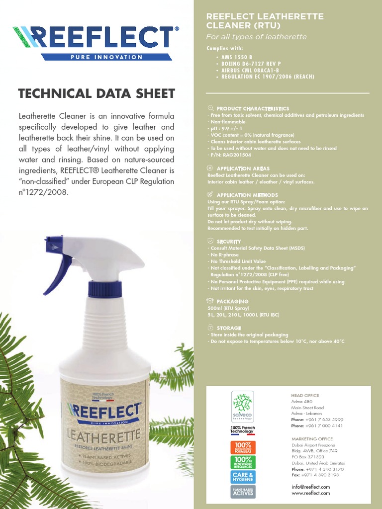 Technical Data Sheet Reeflect Leatherette Cleaner (Rtu) Download