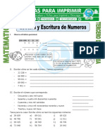 Ficha Lectura y Escritura de Numeros para Tercero de Primaria