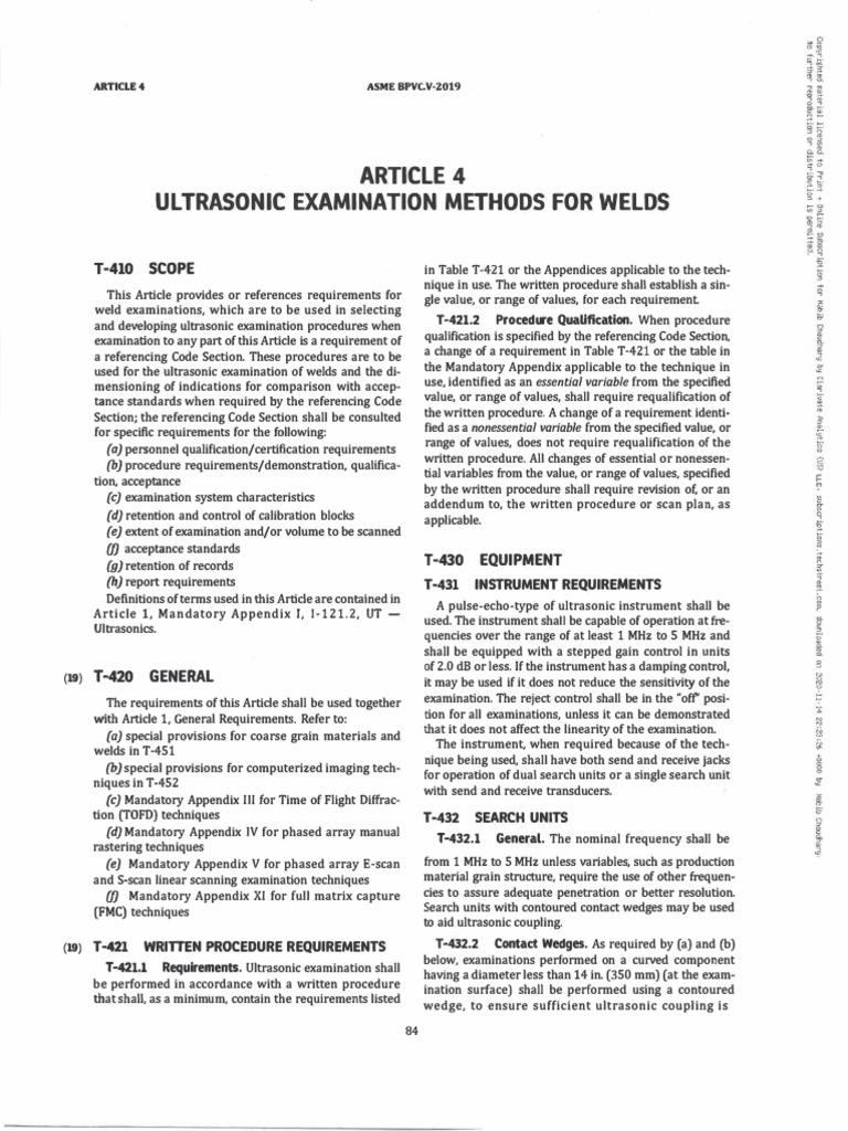 Asme V Article 4 PDF