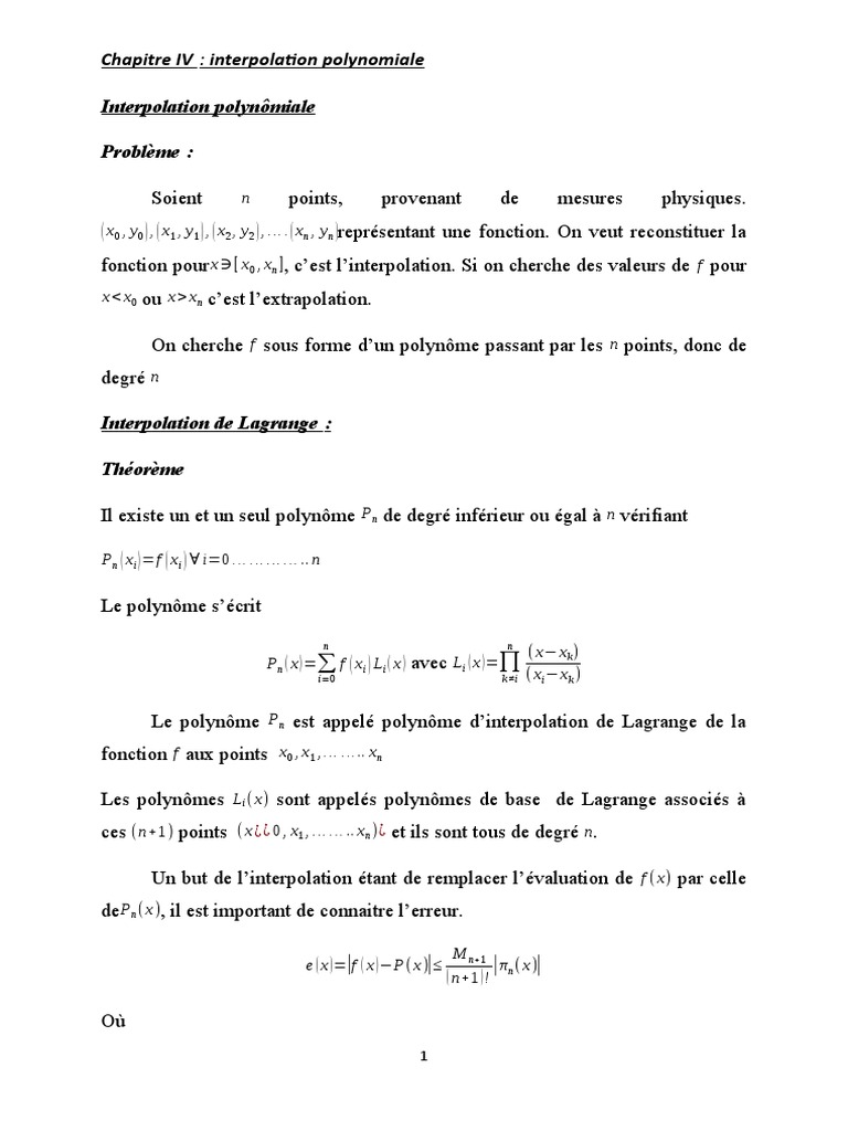 Polynôme d'Interpolation de Lagrange | PDF | Polynôme | Interpolation
