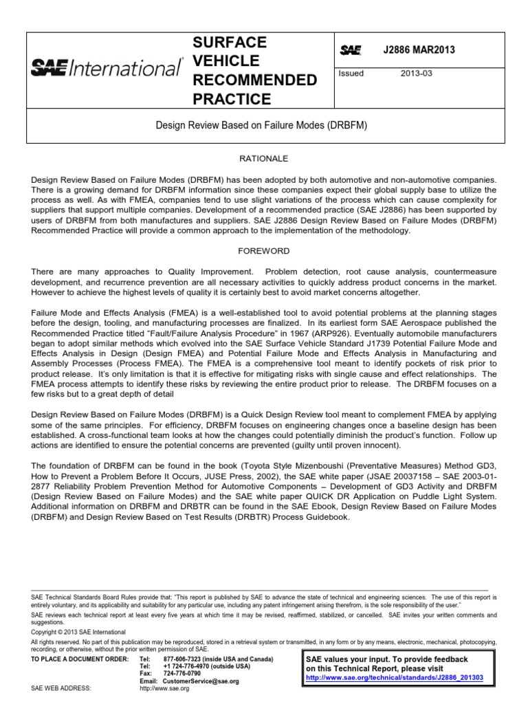 Sae J26 13 Reliability Engineering Design