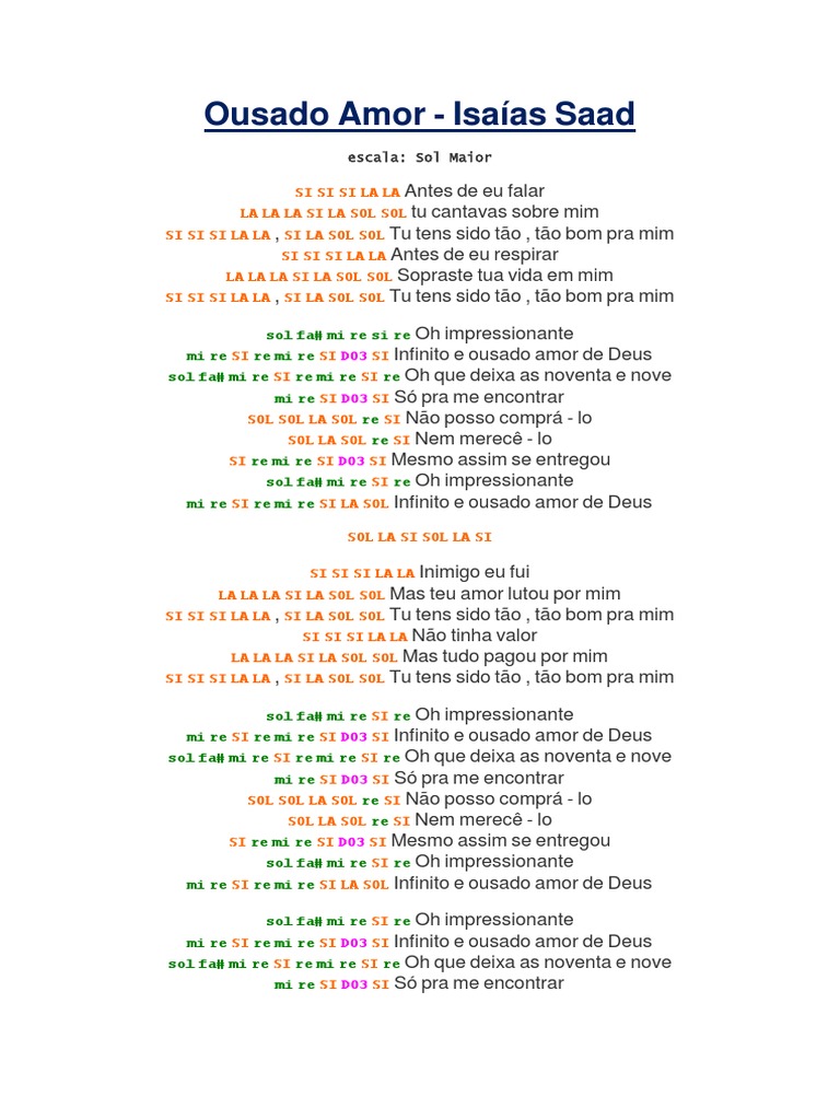 Cifra - Isaías Saad - Ousado Amor, PDF