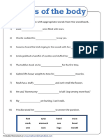 Parts of The Body: Complete The Sentences With Appropriate Words From The Word Bank