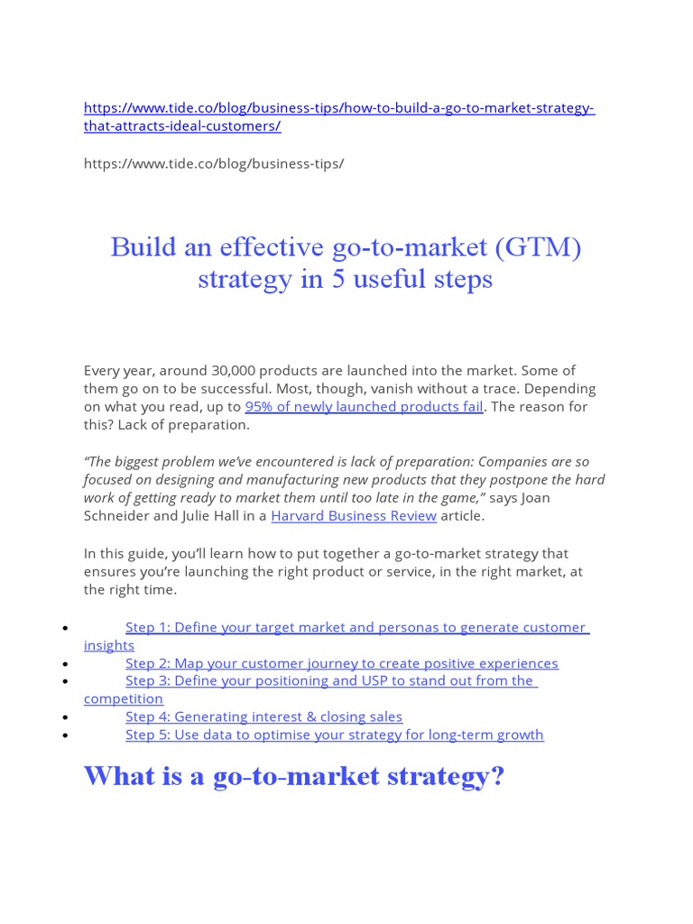 Build An Effective Go-To-Market (GTM) Strategy in 5 Useful Steps | PDF ...