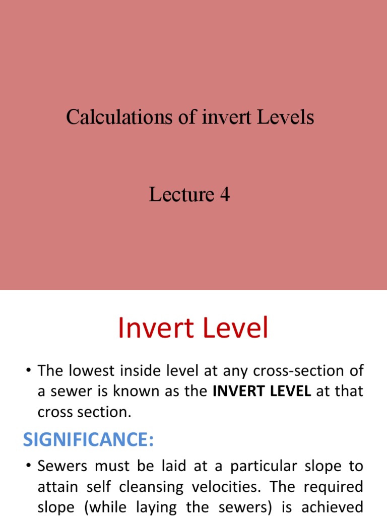 Calculations of Invert Levels | PDF | Sanitary Sewer | Slope