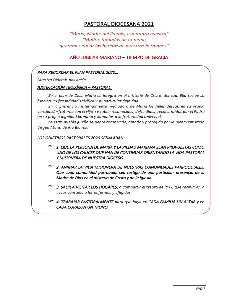 2-4 - Plan Pastoral 2021 | PDF | María, madre de Jesús | Oración