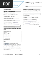 Language: UNIT 1: Language and Skills Test