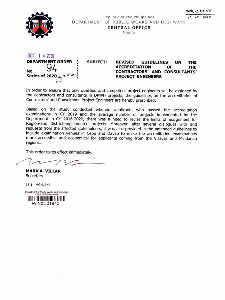 DPWH Project Engineer Accreditation Guidelines | PDF | Engineer ...