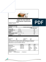 Agua de coco nutrición 58 calorías 315 mg sodio