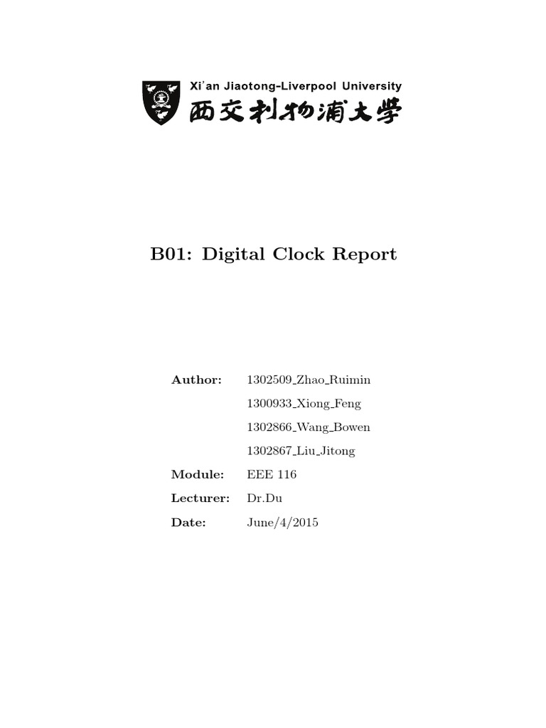 B01: Digital Clock Report: Author | PDF | Electronic Circuits | Capacitor