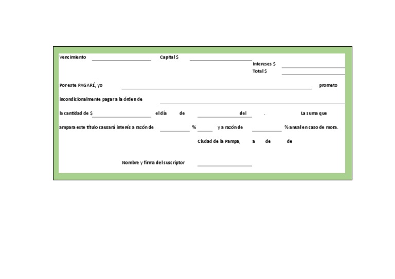 Planilla de Excel de Formato de Pagare | PDF