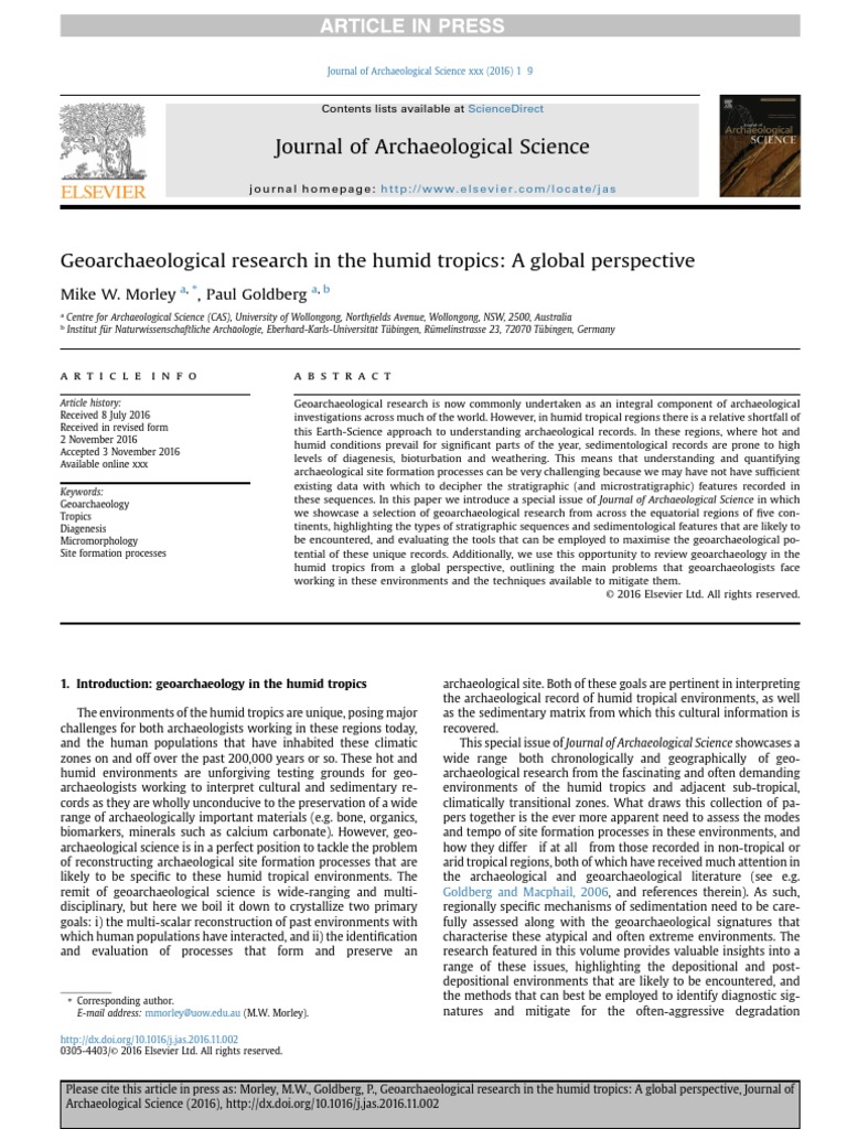 Geoarchaeology in Humid Tropics | PDF | Sedimentary Rock | Archaeology
