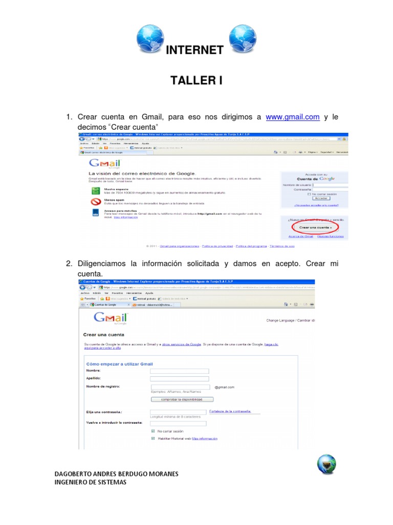 Guía para Crear Cuenta y Blog en Internet | PDF | Gmail | Hipervínculo