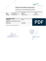 Certificate of Health Assessment: Rapid Test Antibody (Serum)