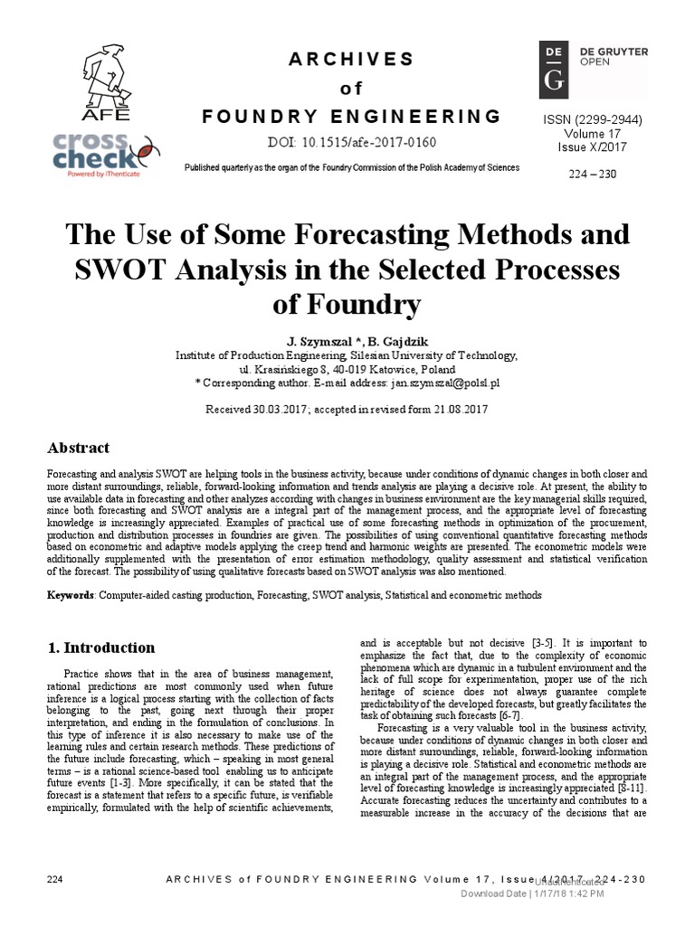 Forecasting and SWOT in Foundry Processes | PDF | Forecasting ...