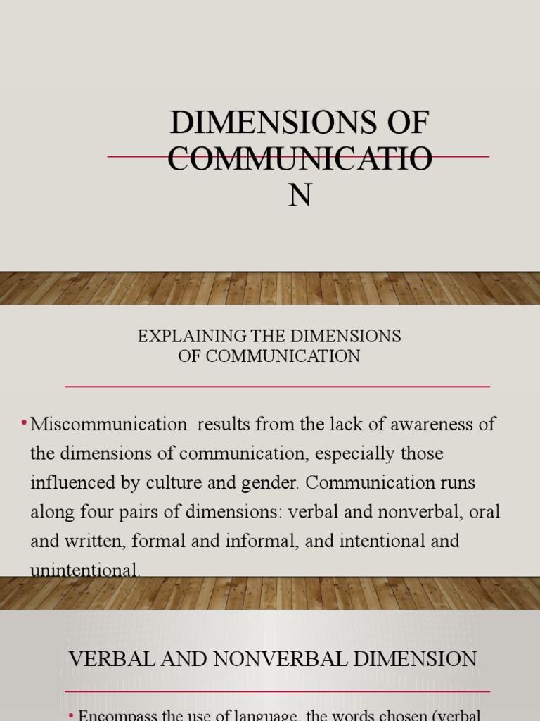 Dimensions of Communication Explained | PDF | Nonverbal Communication ...