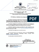 Divsision Advisory No 009 S, 2021 Ict Proficiency Certification Exam (Diagnostic Exam)