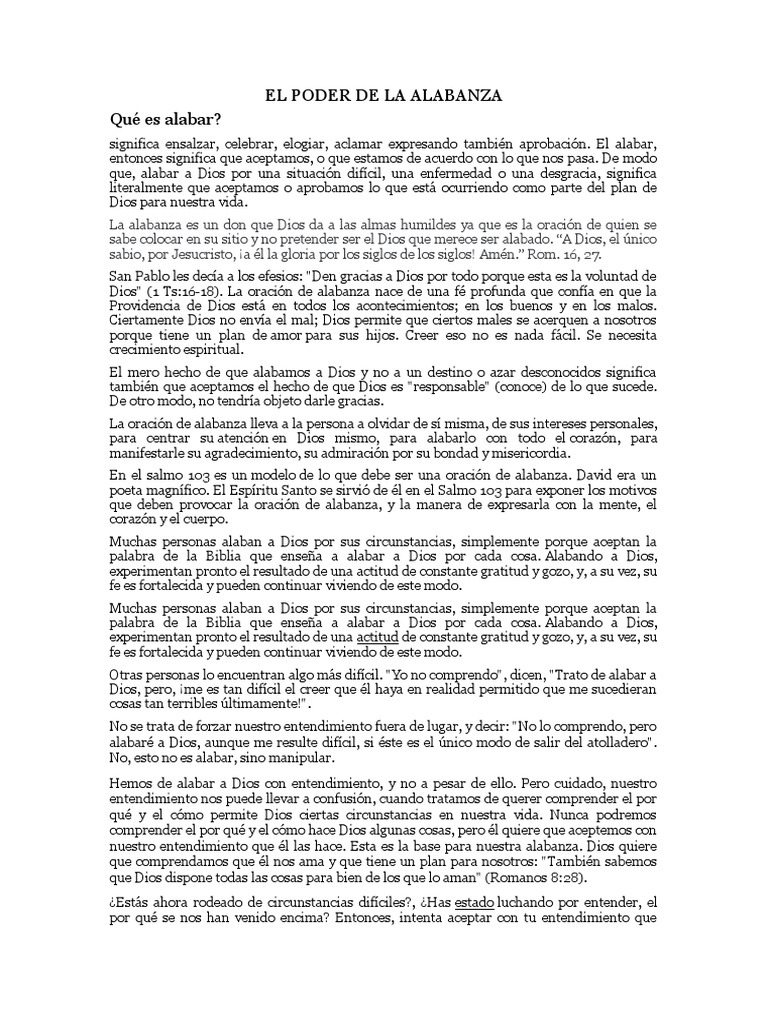 El Poder Transformador de la Alabanza | PDF | Oración | Dios