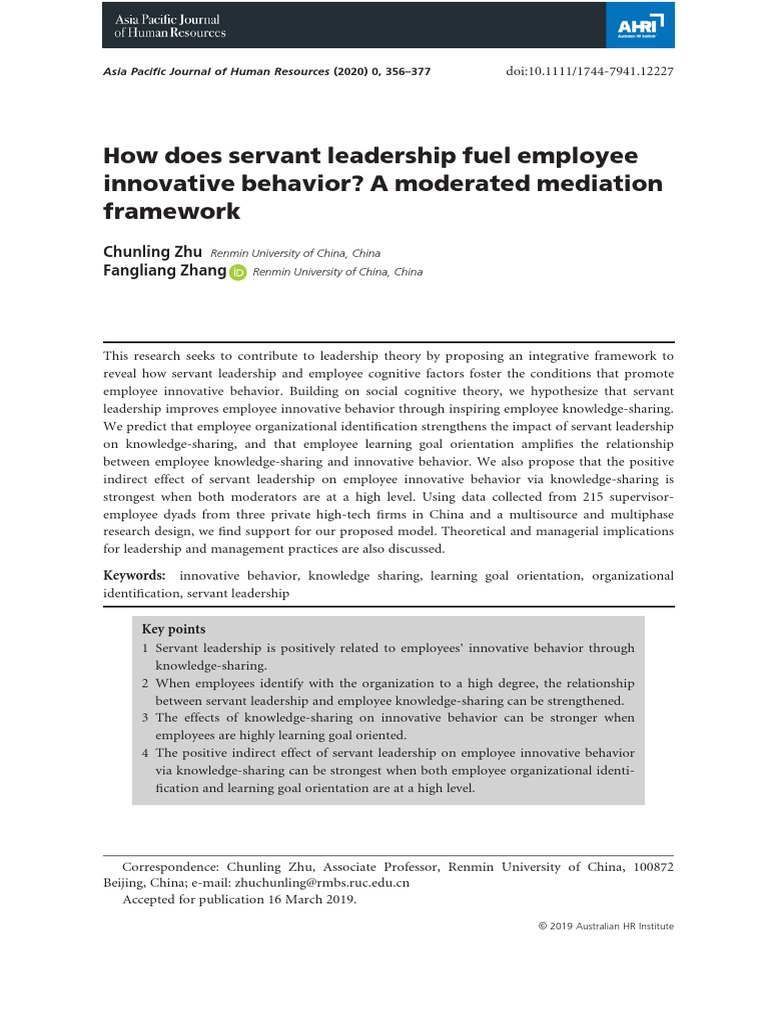 How Does Servant Leadership Fuel Employee Innovative Behavior A ...