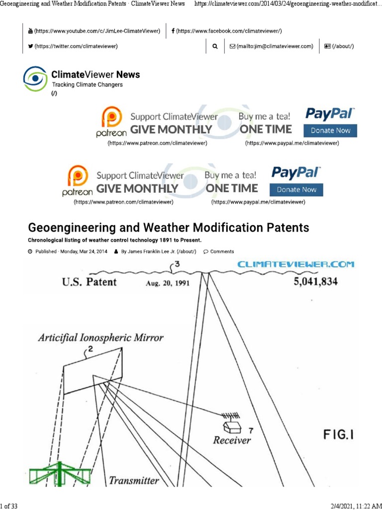 Weather Modification Patents | PDF | Climate Engineering | Atmosphere ...