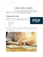 Diferencia Entre Costes y Gastos