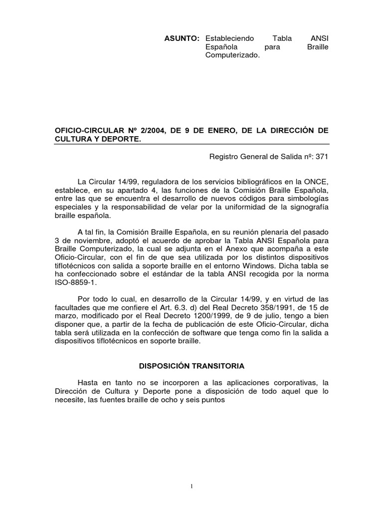 Tabla ANSI PDF Edad de información Informática