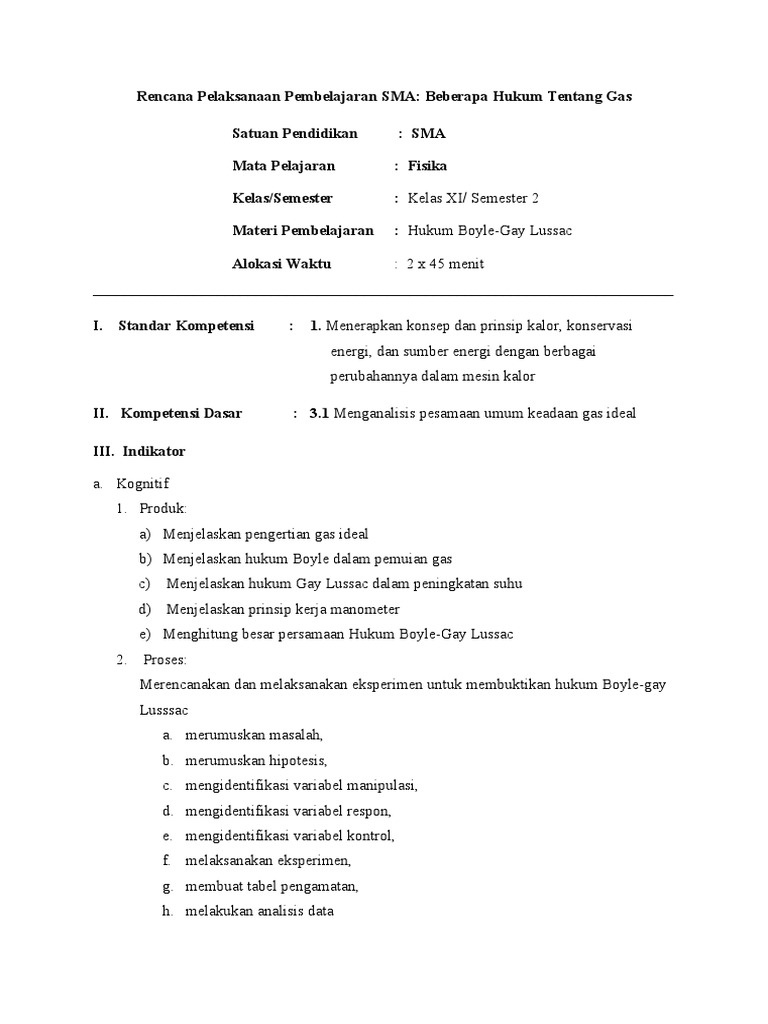 Contoh Soal Hukum Boyle Gay Lussac Barisan Contoh