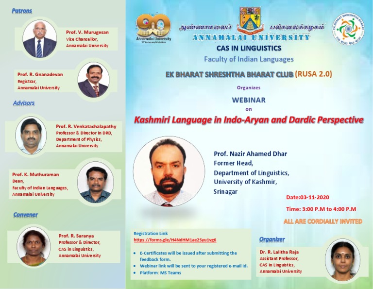 Kashmiri Language Webinar: Indo-Aryan Perspective | PDF