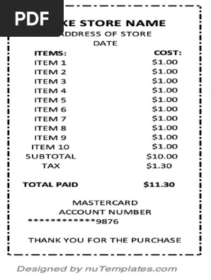 Fake Walmart Receipt Template PDF
