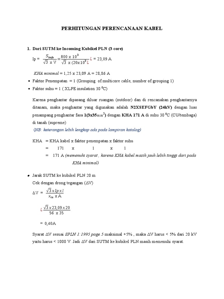 Perhitungan Perencanaan Kabel | PDF