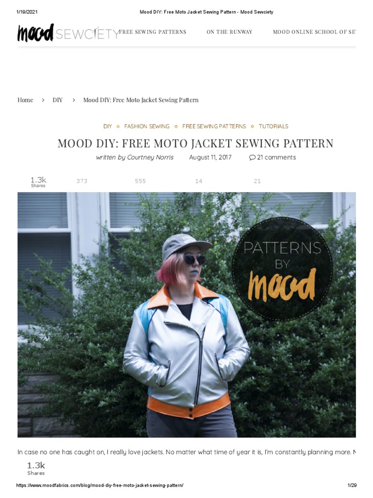 Free Moto Jacket Sewing Pattern PDF | PDF | Sewing | Seam (Sewing)
