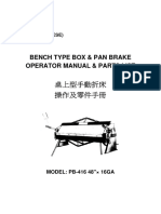 Bench Type Box & Pan Brake Operator Manual & Parts List: 中文 (CHINESE)